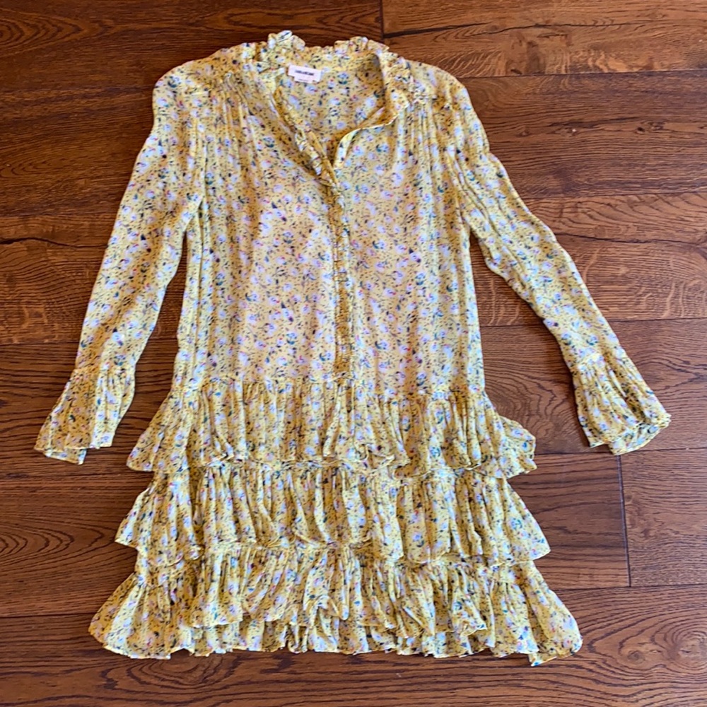 Zadig & Voltaire Yellow Floral Long Sleeve Dress